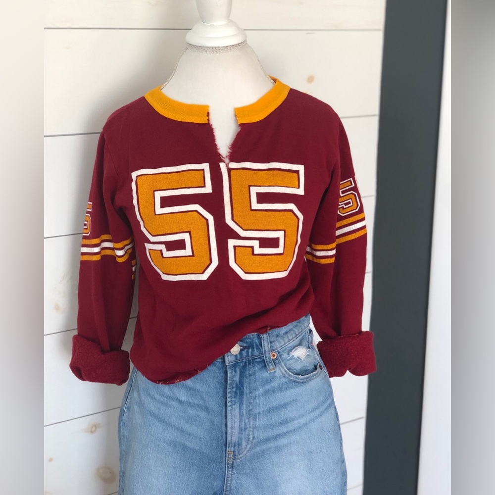 Vintage football cropped sweatshirt crimson and gold XS - Picture 3 of 14